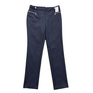 Calvin Klein NWT Size 4 Gray Straight Slim Tapered Leg Slacks Rivets & Zippers